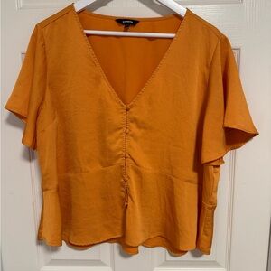 Express Orange V-Neck Blouse